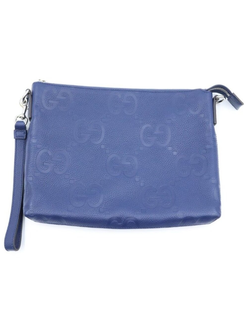 Gucci Jumbo GG Messenger Shoulder Bag Clutch Navy Leather